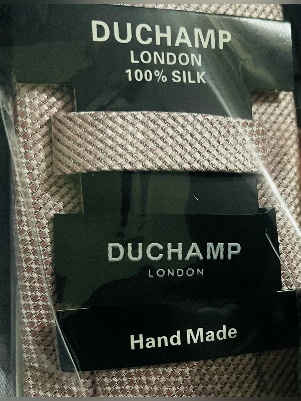 DUCHAMP TEXTURED 100% SILK TIE MEN PINK COLOR HAND MADE